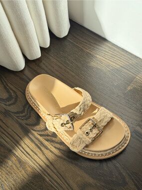 Ulla Johnson Braided Slide Sandals in Natural Beige